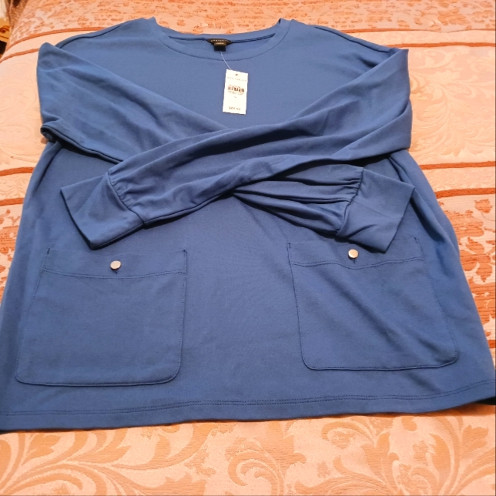 Ann Taylor Blouse S Blue NWT